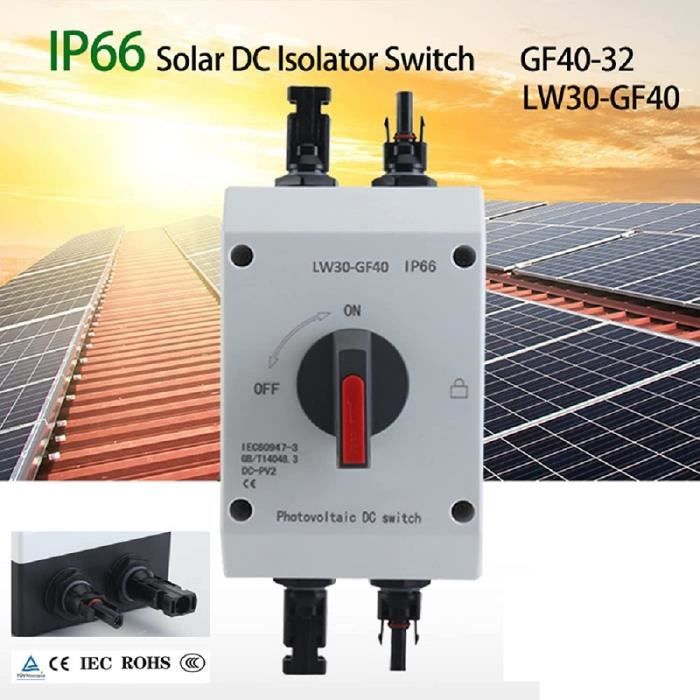 Commutateur solaire d'isolateur photovoltaïque, commutateur de déconnexion  CC de montage sur rail IP66 étanche compact isolé 1200V 32A 4P pour RV(2 en