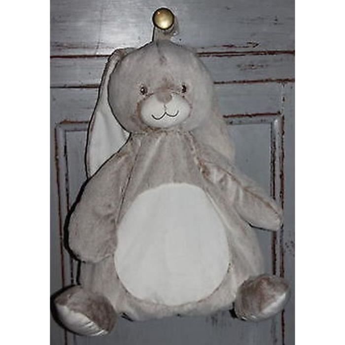 Peluche doudou Lapin beige marron blanc chiné 20 cm TEX Baby