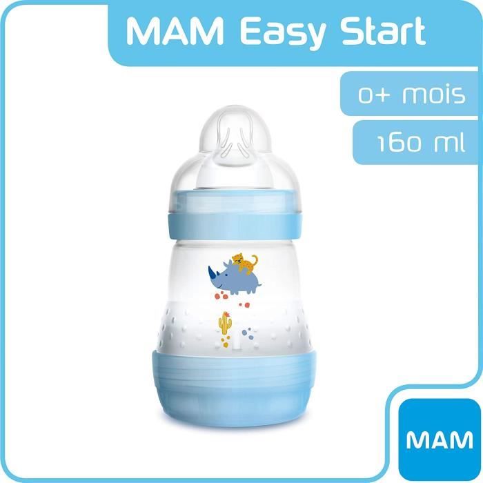 Biberon anti-colique MAM Easy Start - 160ml - Lot de 2 - Tétine Débit 1 -  Bleu et écru - Cdiscount Puériculture & Eveil bébé