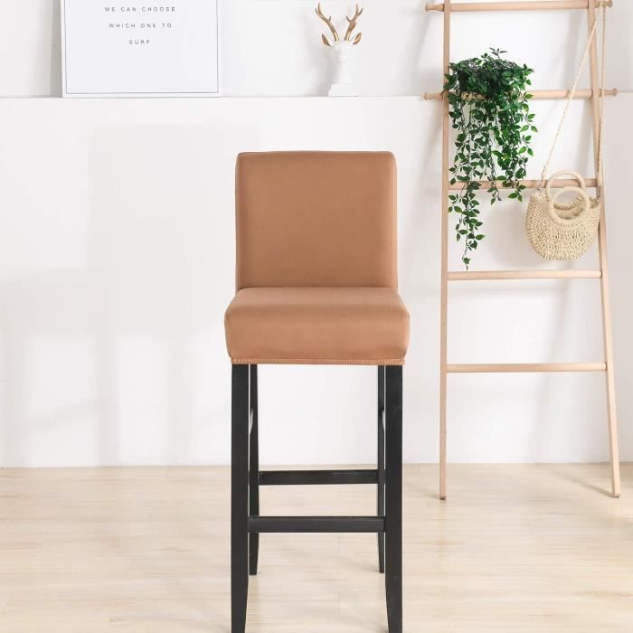 Housses De Tabouret De Bar En Similicuir PU - Lot De 2, Imperméables, Extensibles - Noir