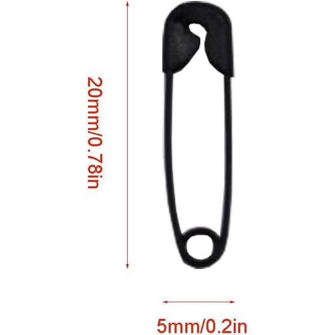 Mini Épingles à Nourrice Lot De 500 - Métal Noir 20x5 Mm - Pour Couture, Bricolage, Bijoux, Fixation Vêtements - Idéal Travaux Manuels - 10