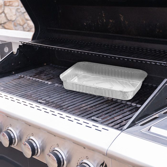 Lot De 25 Barquettes Aluminium Grillades Relaxdays - Fond Troué, 260°C, 34x22 Cm
