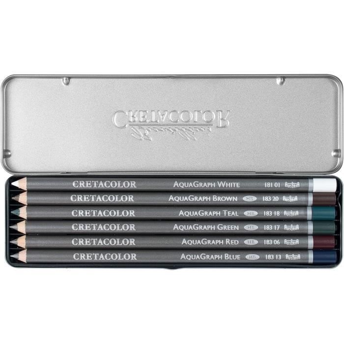 Graphite Crayon Set Crayons aquarellables graphite Aquagraph Colors - TRAHOO - Set de 6 ...