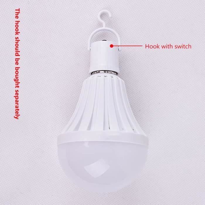 Ampoule LED d'urgence avec crochets, batterie aste, lampe LED