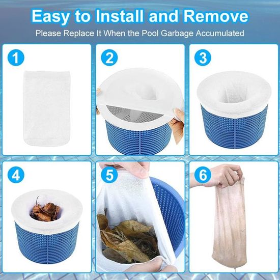 20 Pièces Chaussettes Skimmer Piscine - Prefiltre Réutilisable Super Élastique Pour Feuilles, Pollen, Cheveux Et Débris