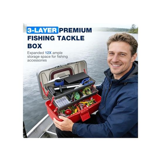 VeftBltrem Kit Peche 460 Pièces – Matériel de Pêche Complet avec Leurres, Hameçons, Accessoires et Boîte de Rangement, pour Débutants et Pêcheurs Expérimentés