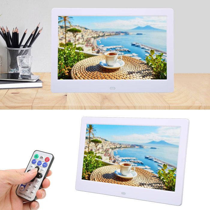 Cadre photo numérique HD 10,1 pouces, écran LCD 1024x600 avec