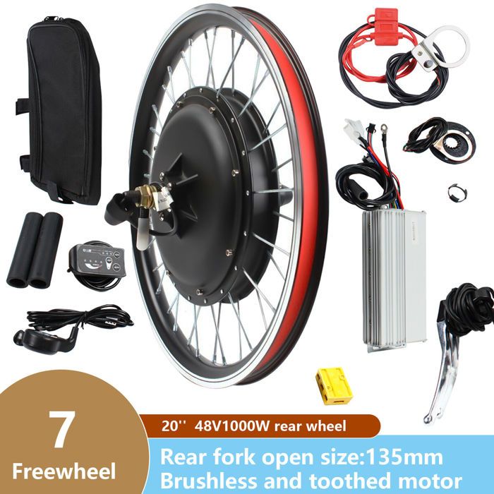 Kit Conversion Vélo électrique 48V 1.5kW – Roue Arrière 20 Pouces, écran Couleur 35A