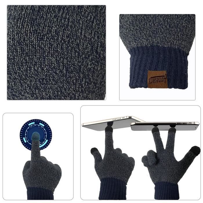 Bonnet d'hiver tricoté pour hommes et femmes,épais et chaud,doublé polaire,écharpe  de cou,ensemble de chapeaux- adult navy set - Cdiscount Prêt-à-Porter