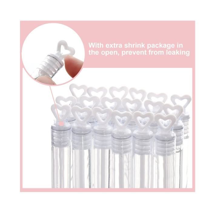 EinsSein 72x Bulles de Savon Mariage Bouteille de Champagne Set Blanc-Argent Bulle pour Flacon Deco Coeur champêtre Enfant Anniversaire Cadeau invites Confirmation Anniversaire Transparente Plastique