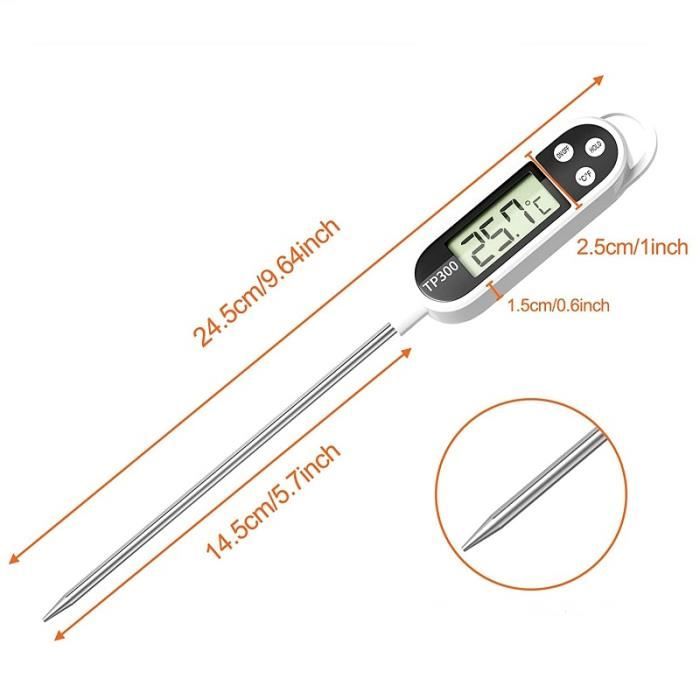 Thermomètre de Cuisson / Cuisine Sonde Alimentaire Numérique Ecran LCD +  Pile
