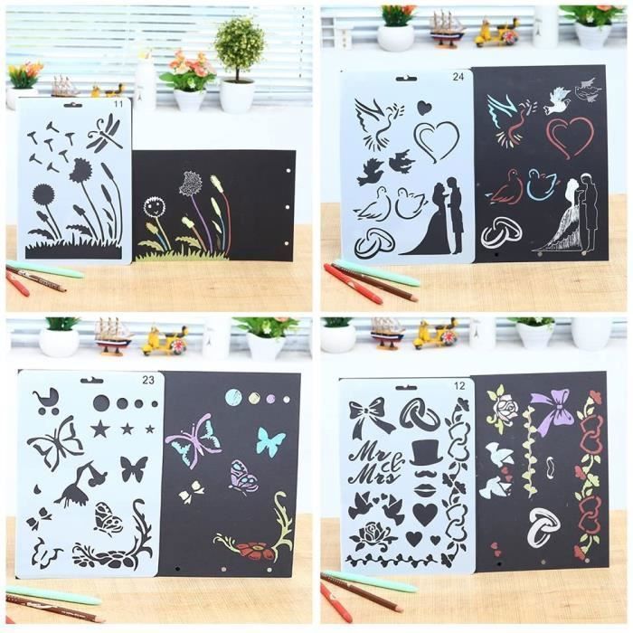 12 Pochoirs Animaux FINGERINSPIRE - Pochoirs Peinture Réutilisables Pour Scrapbooking, Bricolage Et Loisirs Créatifs