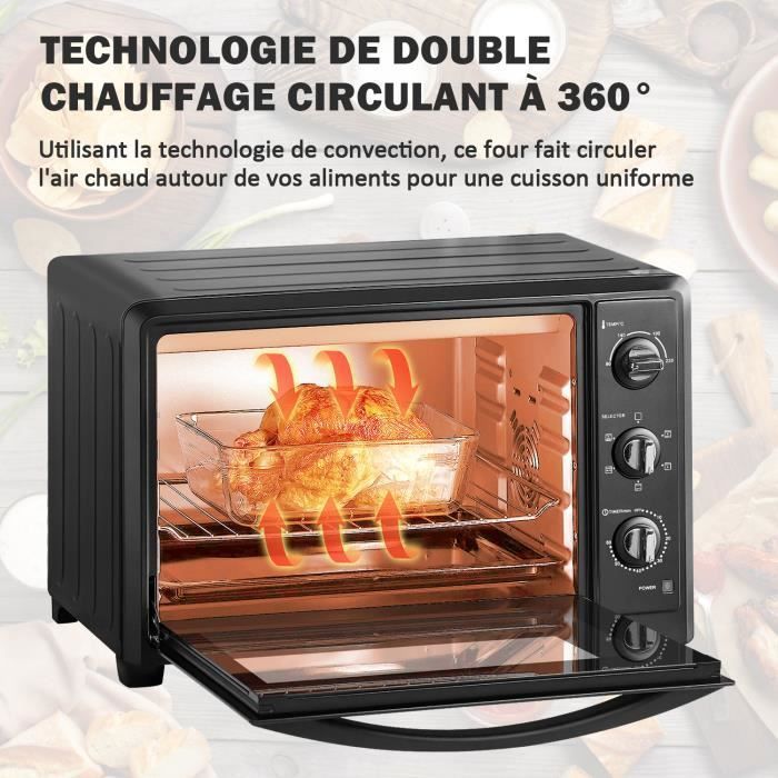 Four électrique 48 L, Chaleur tournante 6 modes Multi Fonction Programmable 230°, Minuterie