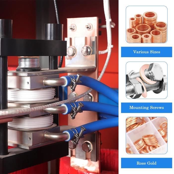 Assortiment de joints de bouchon de vidange d'huile, 200 pièces, 9 types de joints d'étanchéité en cuivre rouge, rondelles de joint d'écrasement d'huile avec boîte, joint d'étanchéité de vidange M5-14 Assortiment de joints de bouchon de vidange d'huile, 200 pièces, 9 types de joints d'étanchéité en cuivre rouge, rondelles de joint d'écrasement d'huile avec boîte, joint d'étanchéité de vidange M5-14