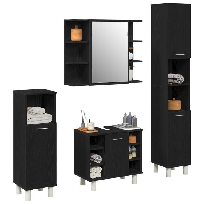 FAF-NEUF* Ensemble de meubles de salle de bain 4 pièces - bois d ...