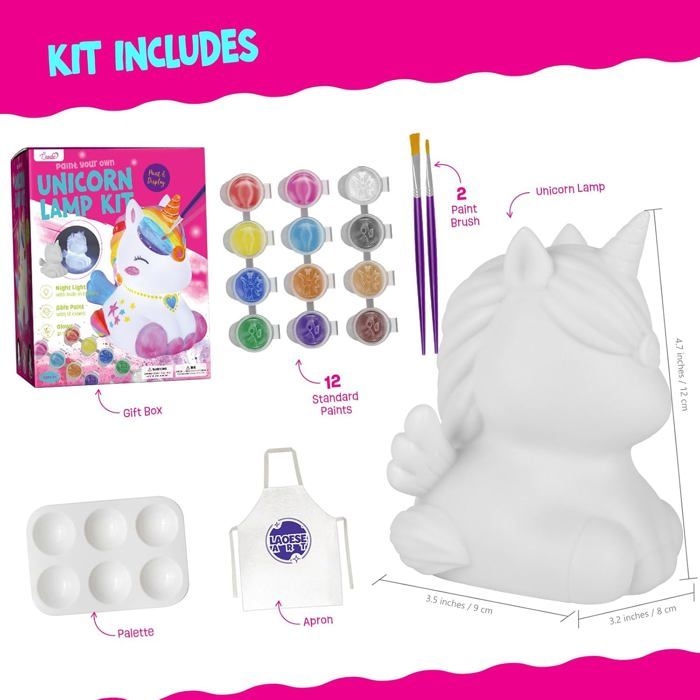 Kit De Peinture Lampe 3D Licorne - Veilleuse à Peindre Loisirs Créatifs, Cadeau Pour Fille 4-12 Ans