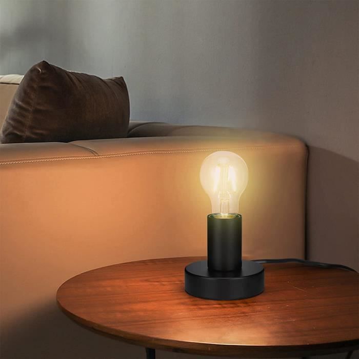 Lampe de table rétro 2 Set, Lampe de chevet-lampe de lecture, avec son  design industriel métal noir mat,douille E27 max. 40 W, A504 - Cdiscount  Maison