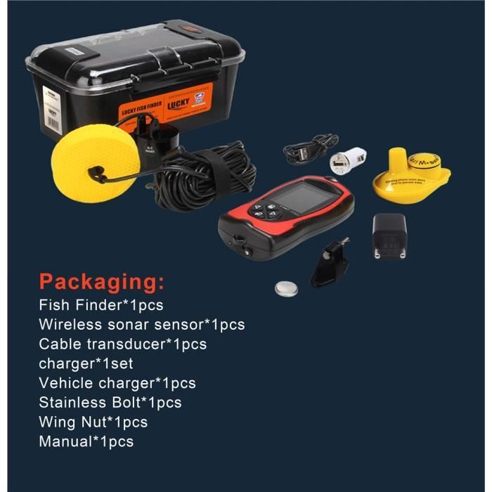 Détecteur De Poissons Portable Lucky FF1108-1C Avec Sonde Sans Fil – Rechargeable, Couleur Rouge, Neuf