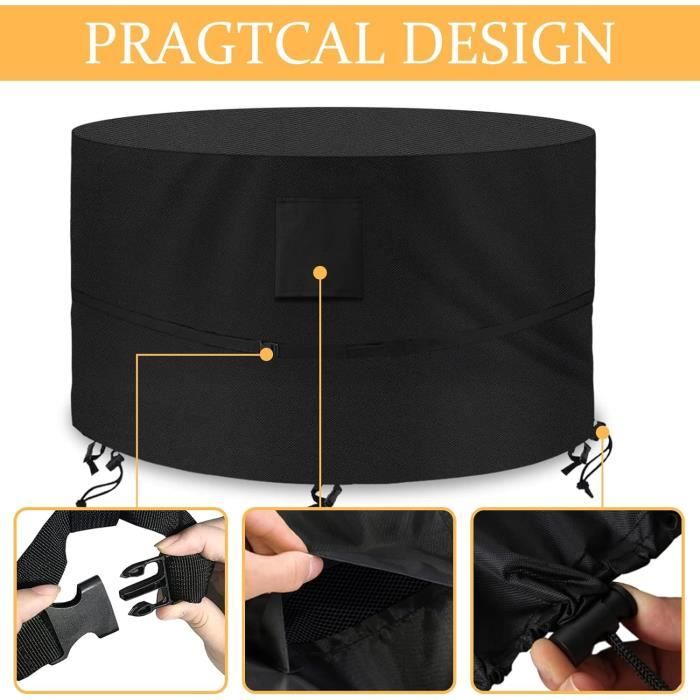 Housse pour barbecue ronde imperméable TRAHOO en tissu Oxford 420D anti