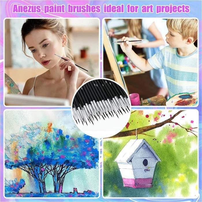 Anezus - 10 pinceaux pour enfants, grands, potelés, ronds et plats, pour peinture préscolaire, lavables, peintures acryliques Anezus - 10 pinceaux pour enfants, grands, potelés, ronds et plats, pour peinture préscolaire, lavables, peintures acryliques