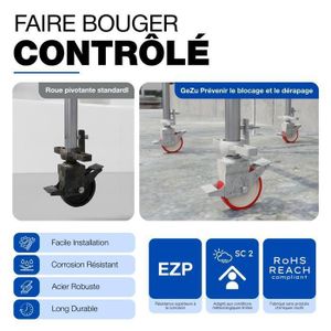 Echafaudage à roues hauteur de travail 3,86 m avec demi-plancher inclus