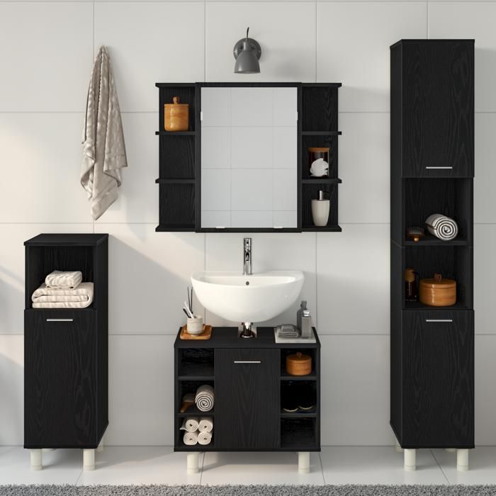 FAF-NEUF* Ensemble de meubles de salle de bain 4 pièces - bois d ...