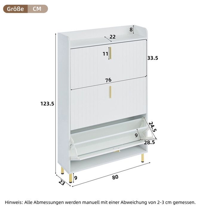 Meuble à Chaussures Moderne 80.5 X 35 X 109.5 Cm, 5 Compartiments Etageres Reglables Couleur Bois