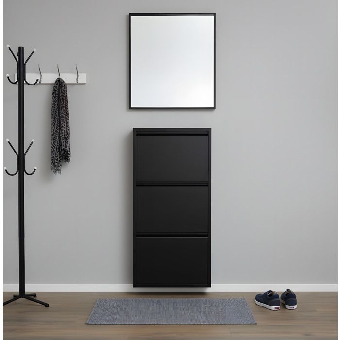 Armoire à Chaussures 3 Volets En Bambou 100 Cm - 7 étagères, Style Moderne, Marron, Neuf