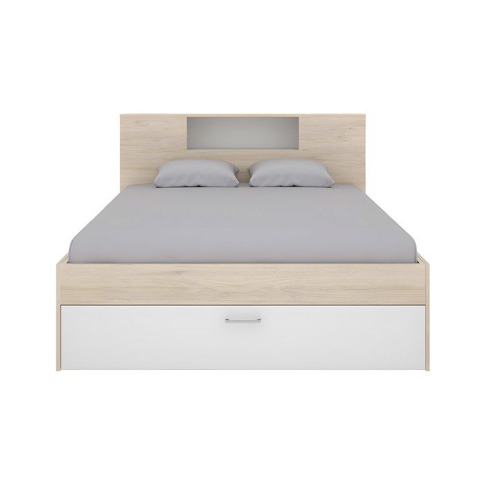 Lit Avec Rangements 160x200cm Leandre Coloris Blanc