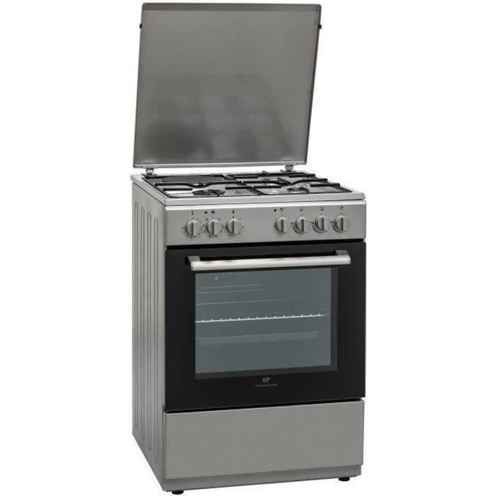 CONTINENTAL EDISON Cuisinière mixte 3 feux gaz + 1 électrique four multifonction catalyse 65L - L60 x H85cm - Silver