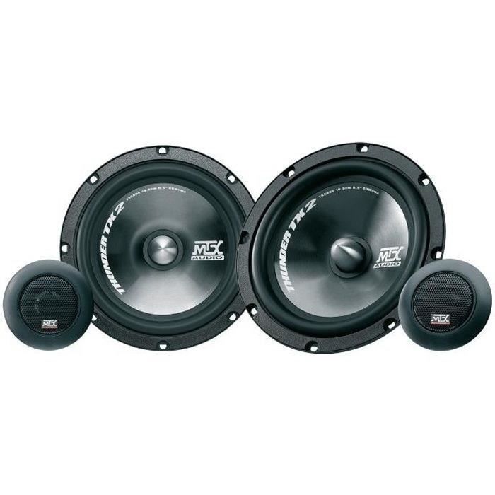 MTX TX265S Haut-parleurs voiture Kit 2 voies 16,5cm 65W RMS 4Ω tweeter néodyme 25mm dôme soie membrane polypropylène