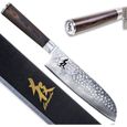 Kirosaku Couteau Japonais Santoku Premium - 18 cm - Couteau de Chef Japonais Extrêmement Tranchant en Acier Damas de Haute Qualité-0