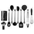 🌟9 pièces cuisine Silicone cuillère de cuisson spatule louche batteurs d'oeufs ustensiles de vaisselle ensemble outils de cuisine-0