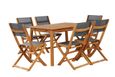 Ensemble repas de jardin - BEAU RIVAGE - SORA - Bois d'eucalyptus FSC - Table extensible - 6 chaises pliantes-0