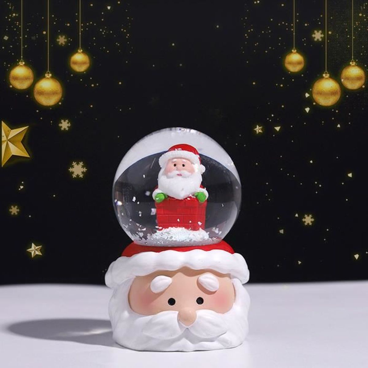 Boule de cristal LED de Noël, avec Père de Noël élément et lumière colorée, boule de Noël