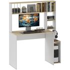 Bureau d'ordinateur - HOMCOM - étagères ouvertes, plateau 113 x 45 cm - pour bureau à domicile et chambre - blanc et aspect chêne