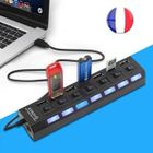 3908 HUB USB 2.0 - SIMPLISIM - 7 Ports - Interrupteur ON/OFF - Compatible Windows, Mac, Linux - Noir