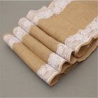 IMMIGOO Chemin de table - Lot de 3 - Toile de jute et dentelle - 30 x 275 cm - Marron et rose - Style Campagne