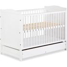 KLUPS FELIX Lit bébé enfant évolutif à barreaux en bois 120X60 + tiroir Blanc