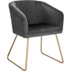 WOLTU Chaise de Salle à Manger en Velours + métal doré,‎43 x 41 x 76.5 cm Gris Foncé