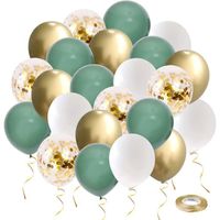 Ballons Vert Ballon Hélium Rétro Vert Olive Sauge Or Blanc 50 Pcs 30cm avec Confettis Métalliques Ballons 10m Ruban comme