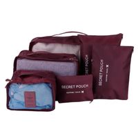 Cikonielf Sac d'emballage 6pcs/set Sac de Rangement Sac de Tri de Vêtements Organisateur de Valise à Bagages pour Voyage(Vin rouge