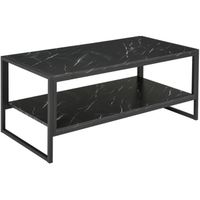 Table Basse Moderne HOMCOM avec 2 Étagères - Noir - 106 x 50 x 47 cm