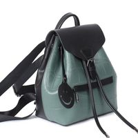 Sac à dos dames cartable en cuir véritable sac à main sac de voyage - Vert+Noir