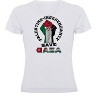 Tee shirt femme PALESTINE INDEPENDANTE SAVE GAZA | T-shirt blancf emme du s au xxl