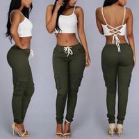 Pantalon Mode Femmes Casual Slim vert