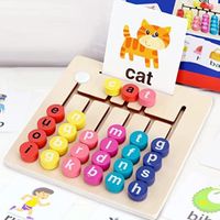 Jeux de mots, jeux d'orthographe en bois, jouets éducatifs Montessori assortis, puzzles de cartes flash d'apprentissage pour le N°1