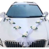 Décoration de voiture tête fleur mariage mise en page de voiture de mariage simulation créative bienvenue fleur équipe blanc rose