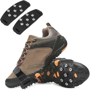 Crampons Antidérapants 32 Pointes Acier Inoxydable Pour Bottes De Randonnée - Taille M Noir, Sécurité Sur Glace Et Neige