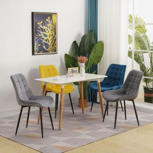 CHAISE Lot de 4 chaises BUBBLE en velours mix color bleu, gris clair, gris foncé, jaune pour salle à manger